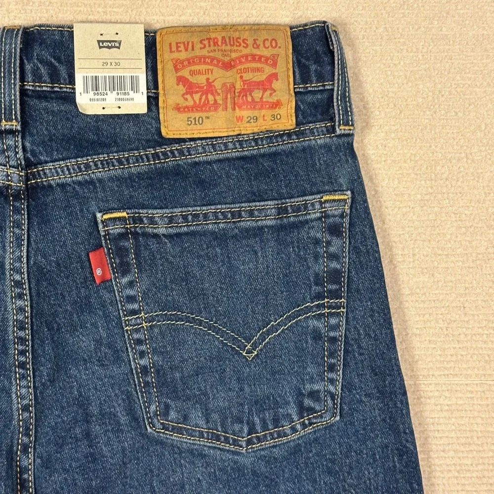 Levi's 510 Jeans NWT Mens 29x29 Skinny Dark Wash Blue Stretch Denim (Tag 29x30)